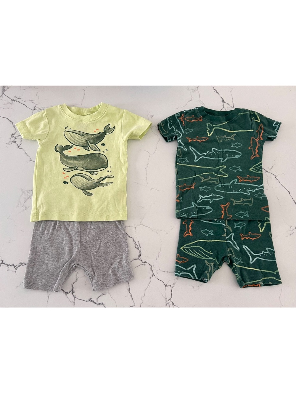 Carters 2 Piece Pajama Sets, Sharks and Whales